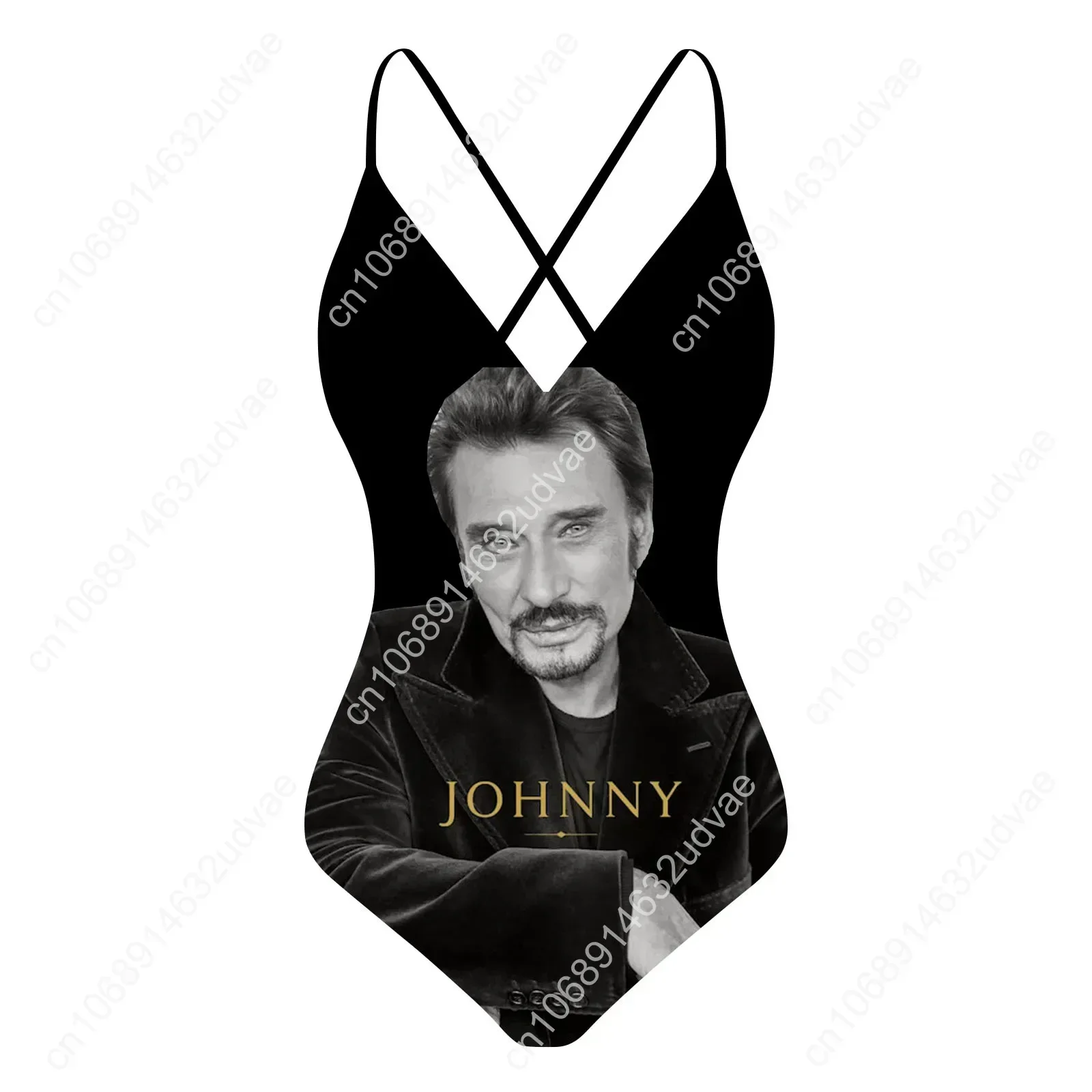 Johnny Hallyday V-neck Halter Back Swimsuit Womens Bathing Suits Personalized Bikini Pool Party Swimwear Custom Made Beachwear