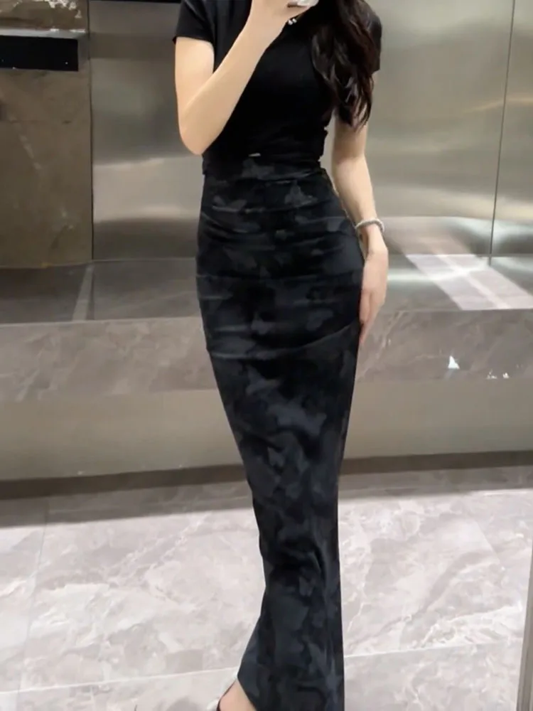 

Новая летняя юбка-русалка с принтом, облегающая, с завышенной талией, в стиле ретро, плиссированная, для офиса, элегантная, женская