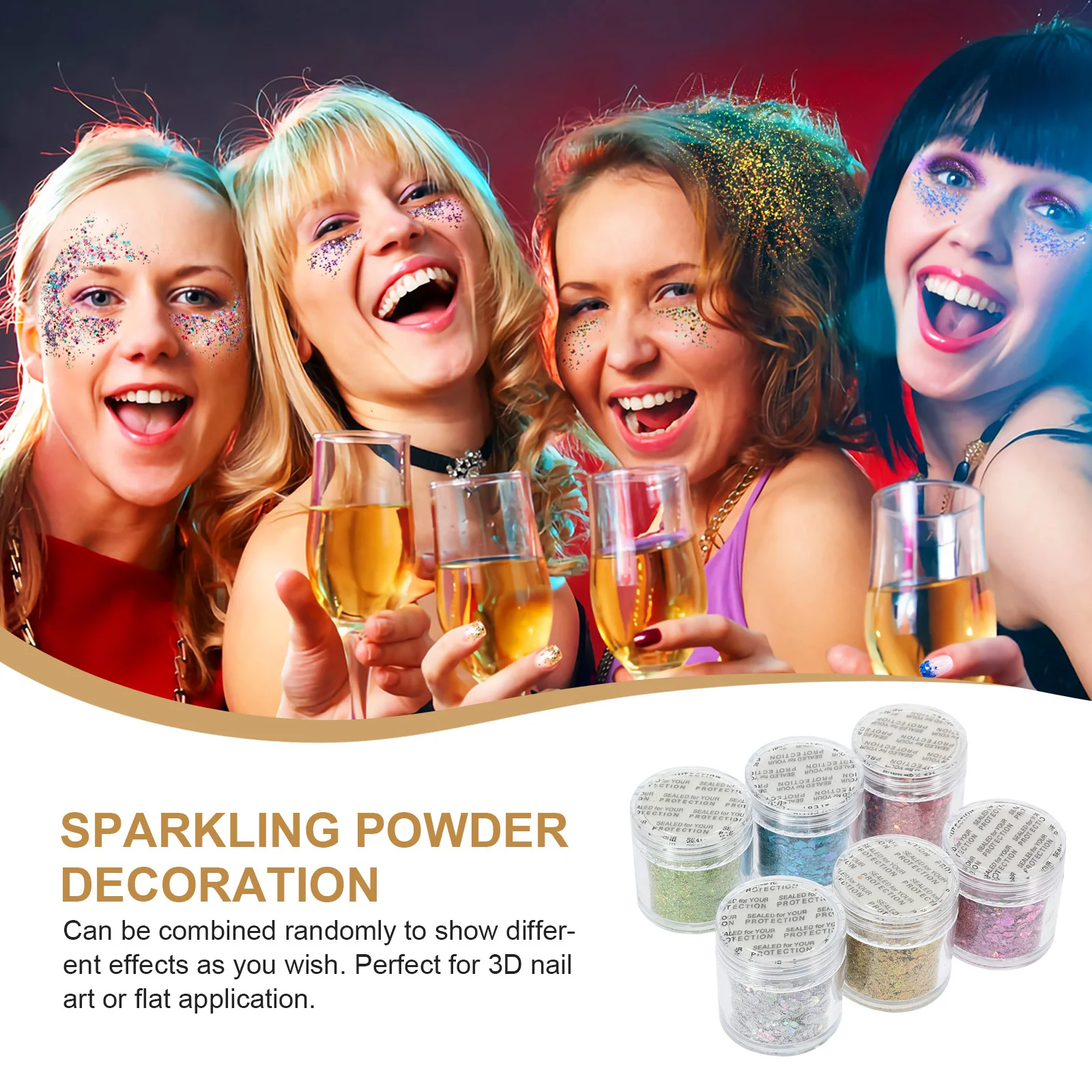 6 個グリッタースパンコールネイルグリッターカラフルな混合チャンキーフレーククリエイティブネイルアートボディフェイスヘアデコレーション DIY パーティー