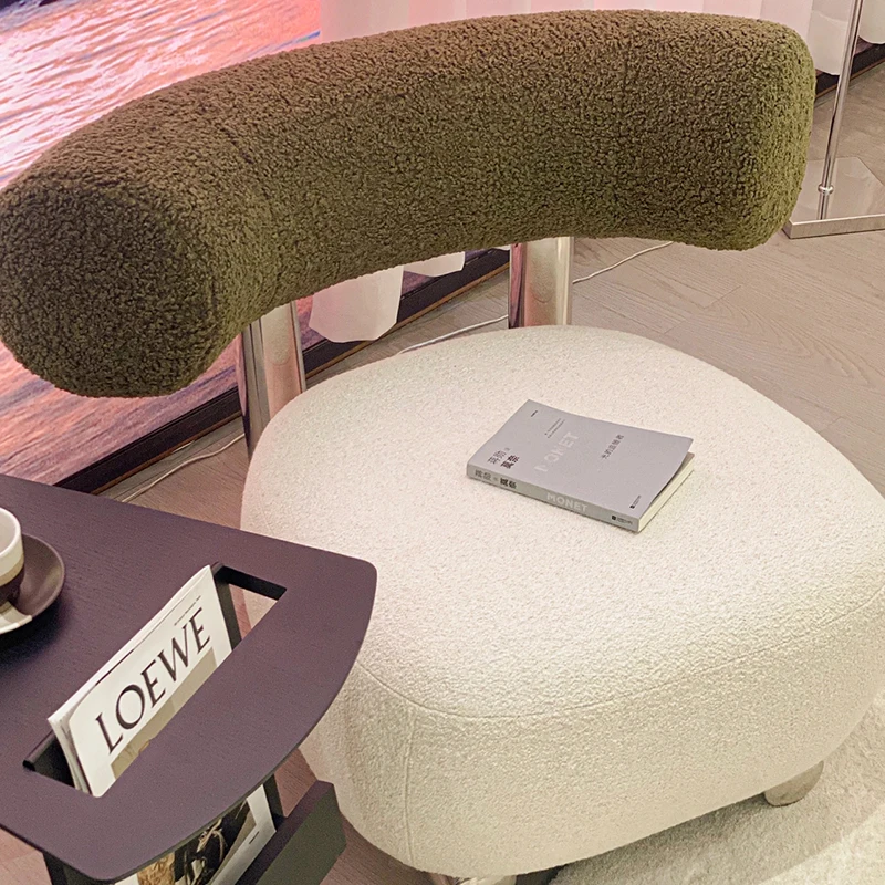 Reception Sofa Nordic Leisure Lounge Chairs French Style Modern Fabric Upholstered Chair Living Room Metal Frame Le