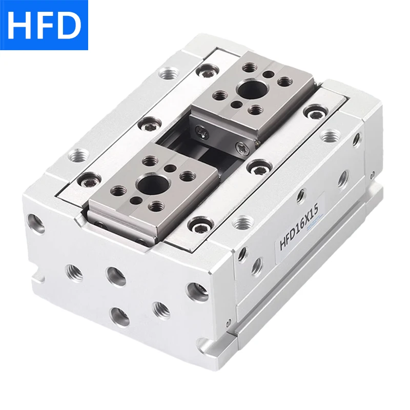 

High-Quality HFD8X8/8X15/8X30/12X10/12X25/12X50/16X30/16X60 Air Claw Guide Rail Sliding Table Clamping Claw Finger Cylinder