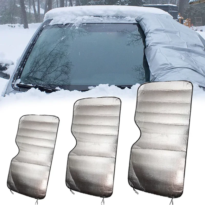 1pc Foldable Car Window Snow Cover High Quality Winter Windshield Covers Anti-UV Protection Sunshade Curtain Auto Accessories