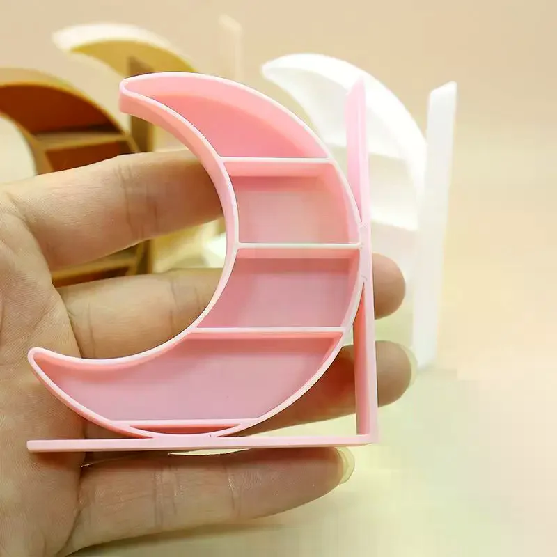 Dollhouse Miniature Moon Bookcase 4-layer Storage Rack Display Cabinet Showcase Model Decor Toy Doll House Accessories 1:12