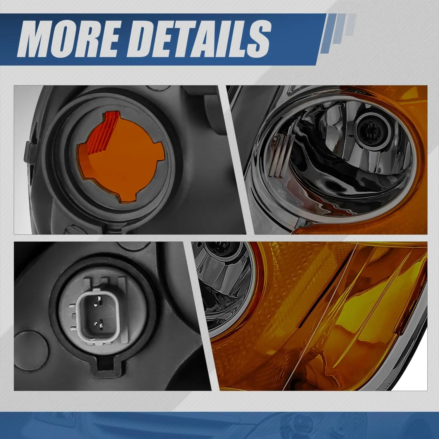 مجموعة المصابيح الأمامية متوافقة مع 2001 2002 2003 Honda Civic Sedan Coupe، استبدال المصابيح الأمامية DRL ثلاثية الأبعاد LED، عدسة مدخنة Amber C #5