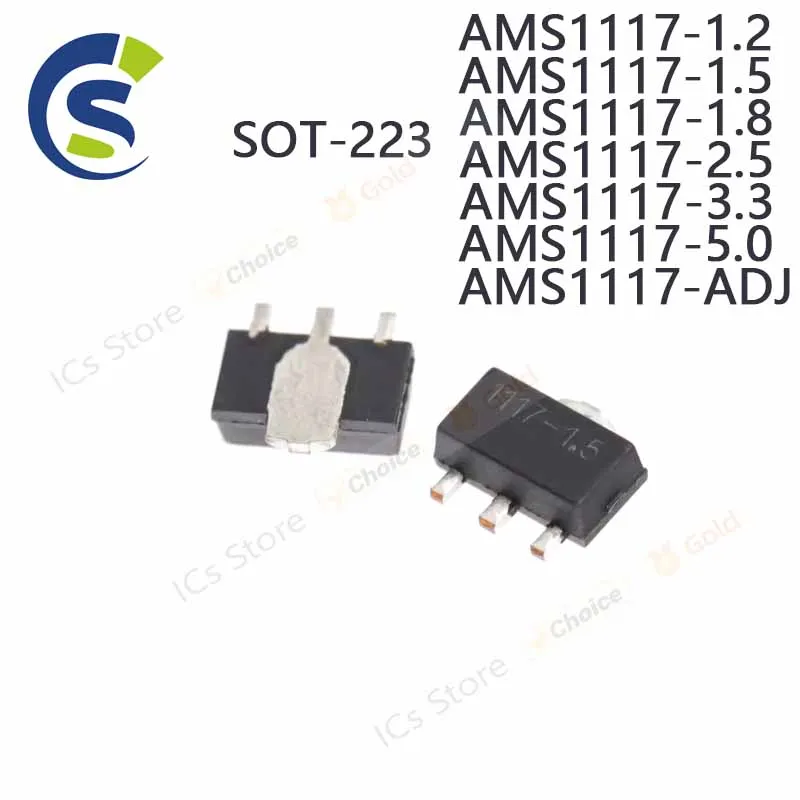 50PCS 100% New AMS1117-1.2 AMS1117-1.5 AMS1117-1.8 AMS1117-2.5 AMS1117-3.3 AMS1117-5.0 AMS1117-ADJ sot-223 Chipset
