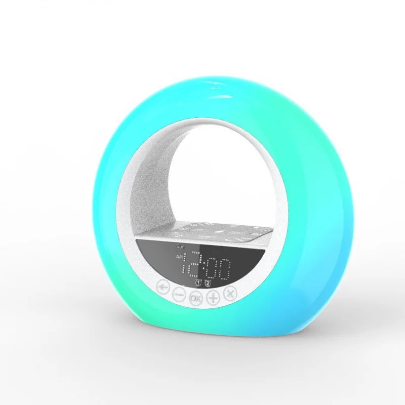 Wireless Charging Colorful Atmosphere Sleep Light Bedroom Wake-Up Night Light Smart Electronic Alarm Clock White Noise Sleep Dev
