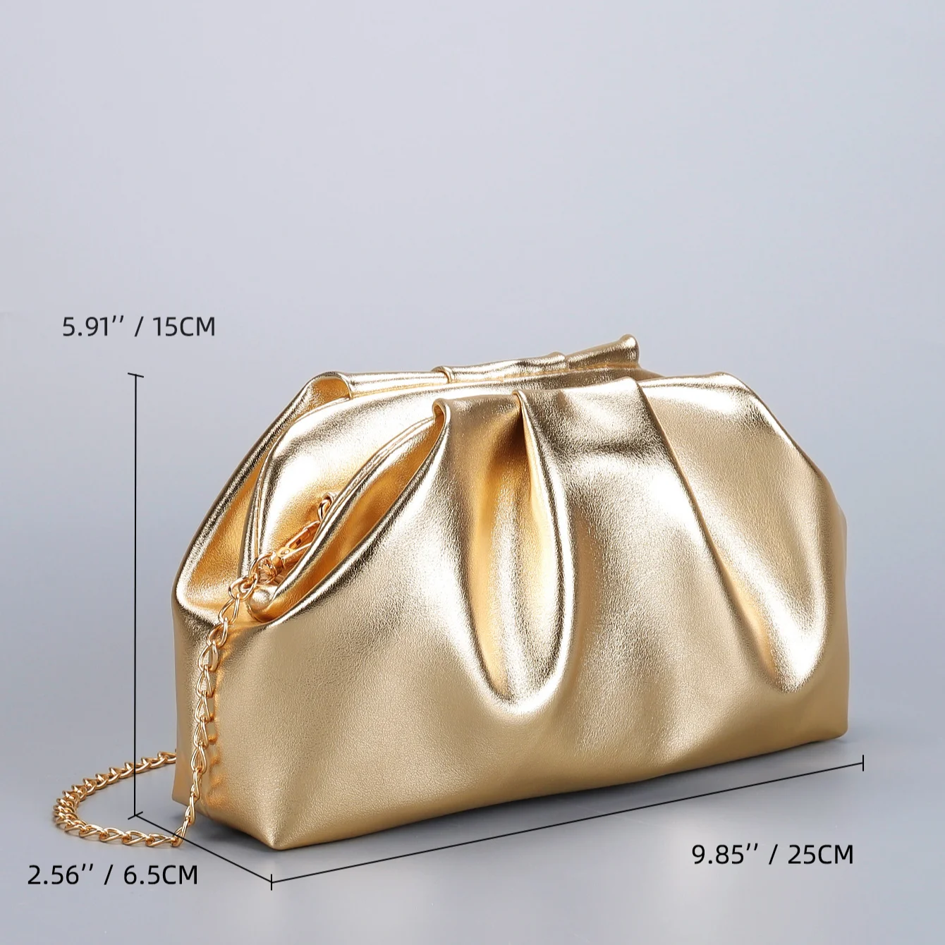 Gold Pleated Chain Crossbody Bag A Sophisticated And Unique Fashion Accessory Perfect For Evening Events