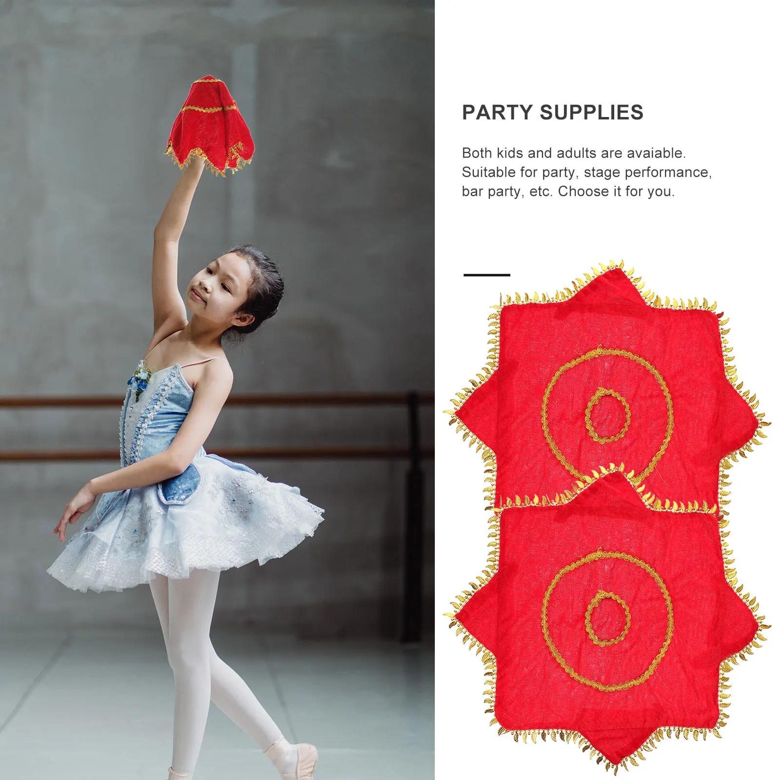 

2Pcs Rotating Handkerchief Props Durable Cloth Material Water Drop Lace Professional Yangko Dance Stage Performance Masquerade