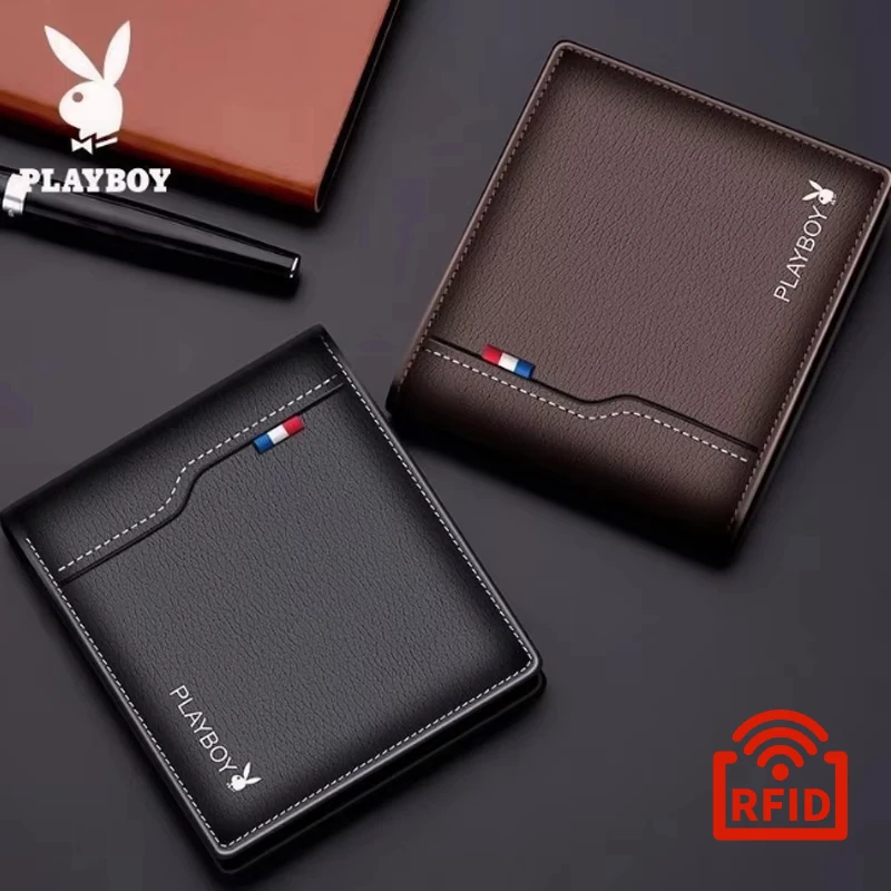 

PLAYBOY RFID Protection Wallet Wallet Men's Short Wallet Casual Leather Card Bag