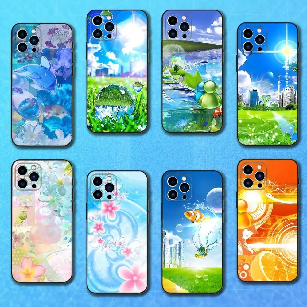 

Color Art Frutiger Aero Phone Case For iPhone 17,16,15,14,13,12,11 Plus,Pro Max,XS,X,XR,SE,Mini,8,7,Soft Silicone Black Cover