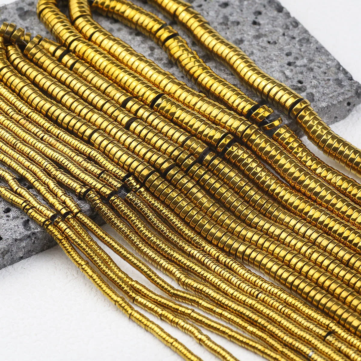 3/4/6/8mm pedra natural chapeamento hematita dourada forma de moeda plana espaçadores de contas soltas para fazer jóias diy pulseiras colar