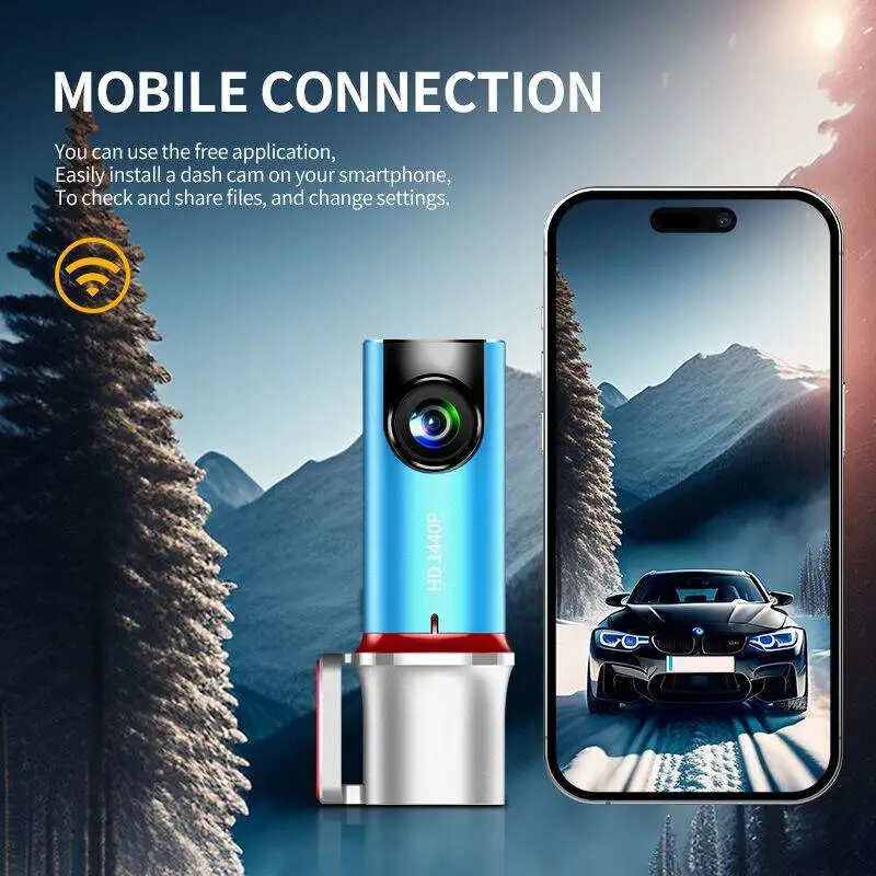 

High-definition 2K 1440P WiFi Car Recorder, Driving Record Device with APP Control, Vehicle Driving Video Recorder