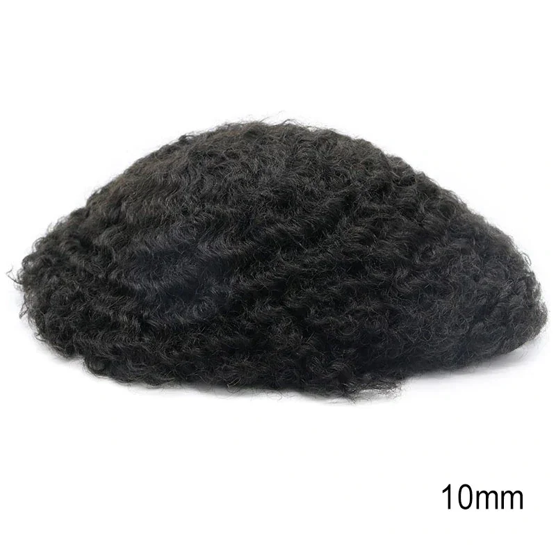 Base en dentelle complète, système de cheveux afro-américain, respirant et doux, 100% cheveux humains indiens, 4-6mm, facile à porter pendant une longue période