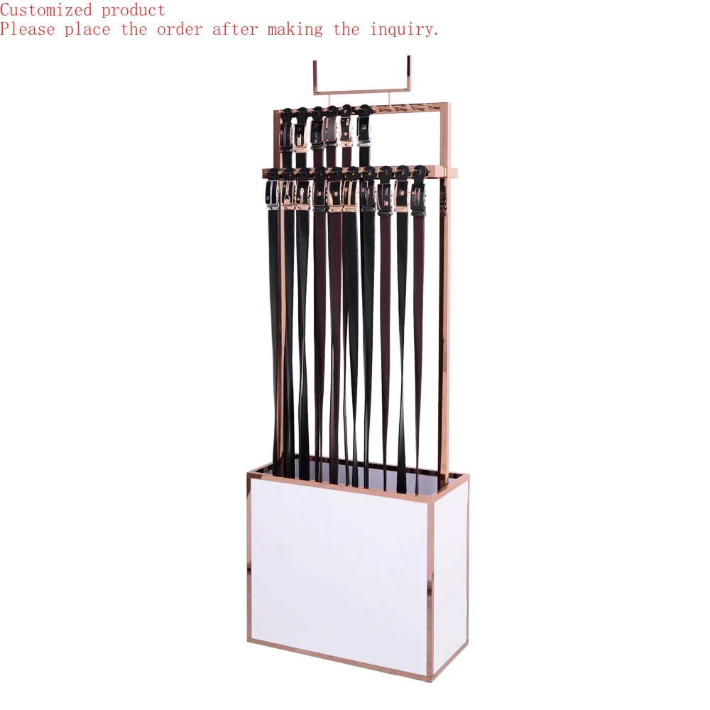 

Wholesale Floor-standing Metal Belt Hanger Display Rack Leather Stand Belt Organizer Display With Hook