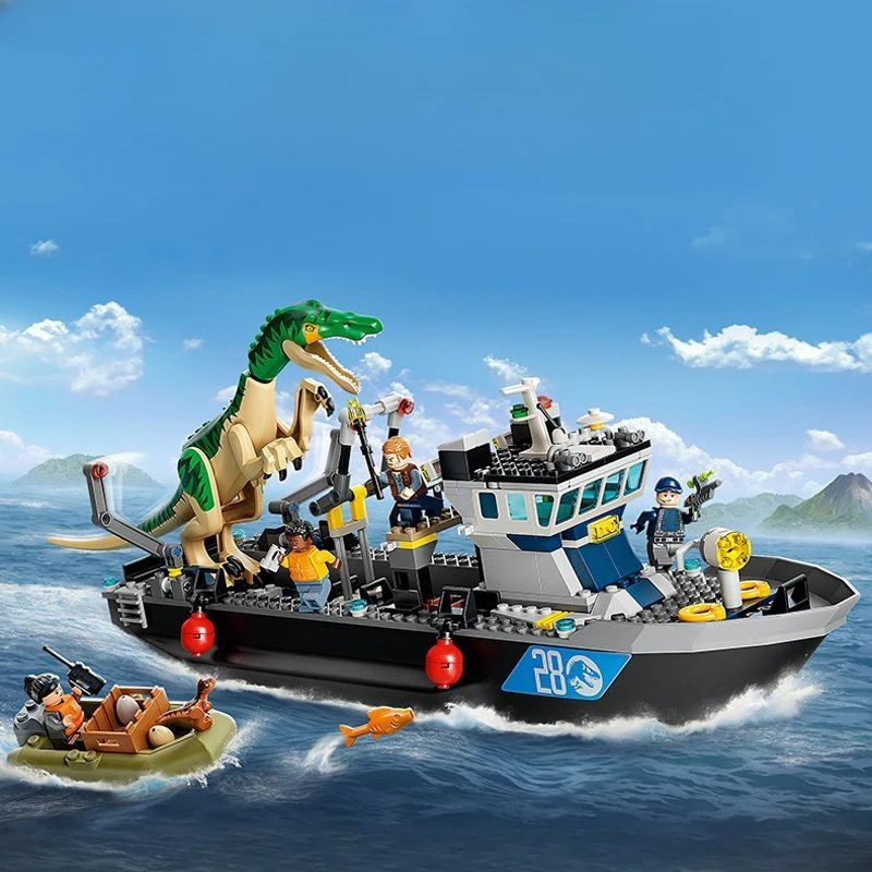 Dinosaurus Transport Schip Model Kinderen Puzzel Bouwstenen Zee Kleine Deeltjesmodule Jongen Hersenen Speelgoed Collectie