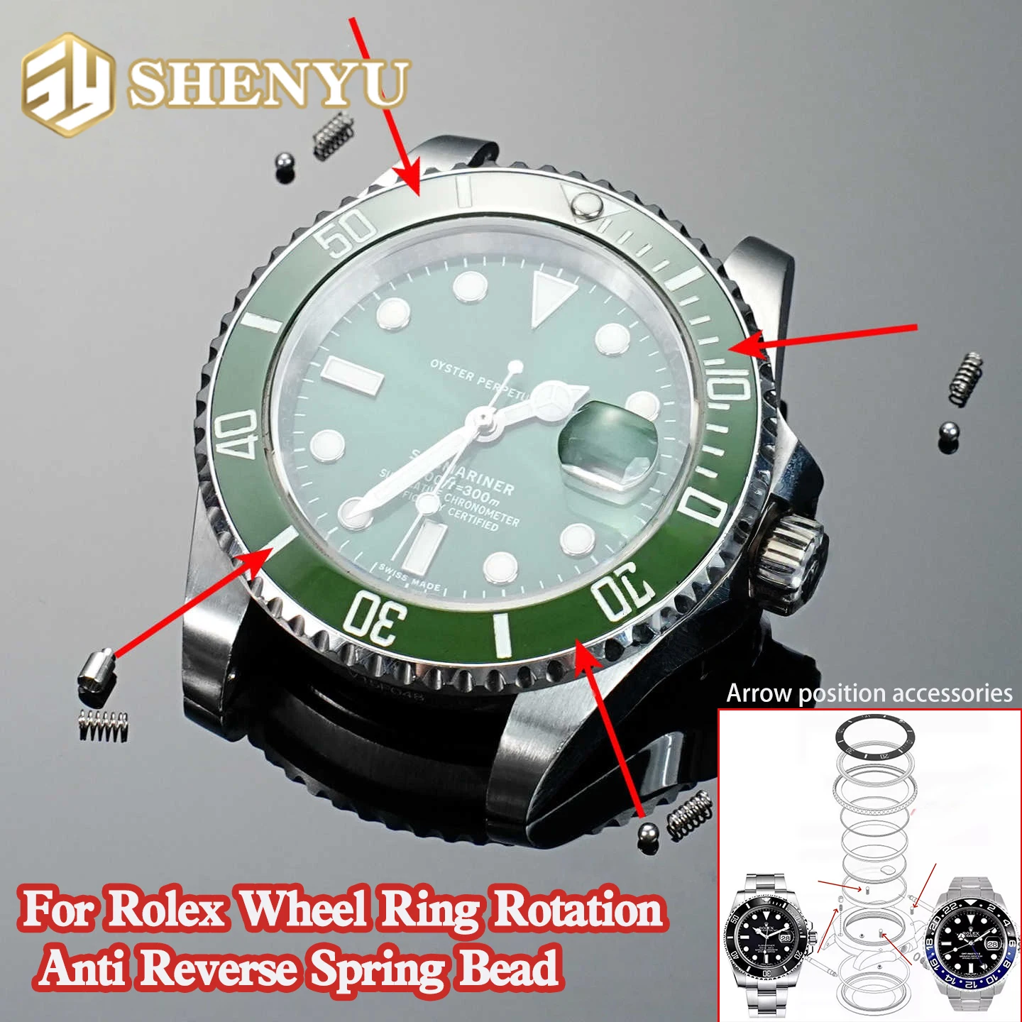 For Rolex Wheel Tooth Ring Spring Submariner Water Ghost 116610 126610 Watch Case Rotation Check Spring Bead Replacement Acc
