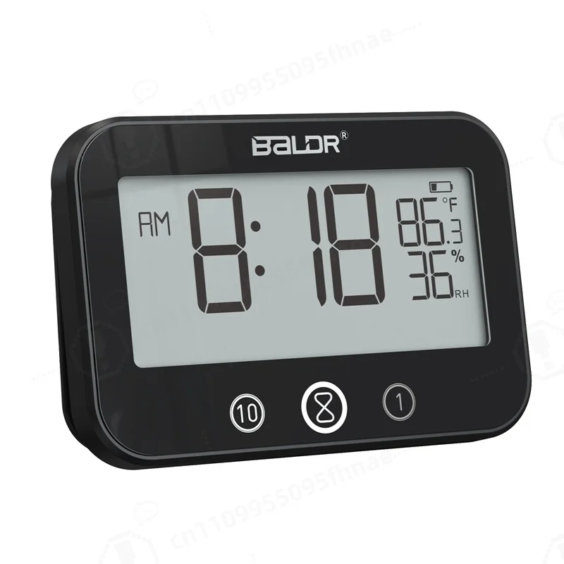 IP54 Waterproof Bathroom Wall Clock Touch Digital Temperature Humidity Meter Shower Kitchen Audible Alarm Clocks Countdown Timer