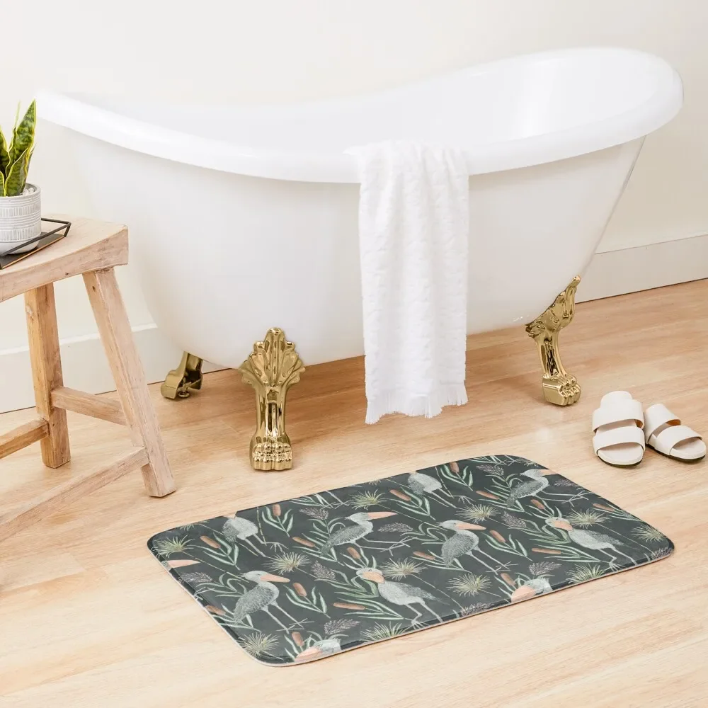 

The Magnificent Shoebill | Watercolor Pattern Bath Mat Bathroom Accessory Bathroom Rugs And Set Mat
