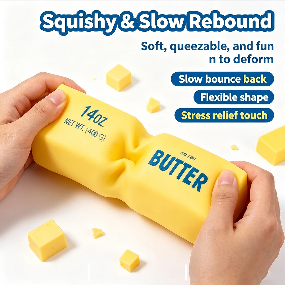 5PCS Butter Shaped Stick Fidget Sensory Toy, Squish & Stretch Stress Relief Toy, Portable Hand Play Toy to Calm Nerves