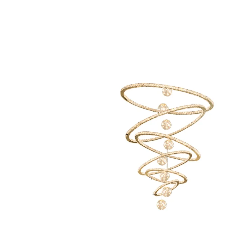 

Modern simple villa, empty living room chandelier duplex, hollow large chandelier loft apartment light luxury crystal lamps