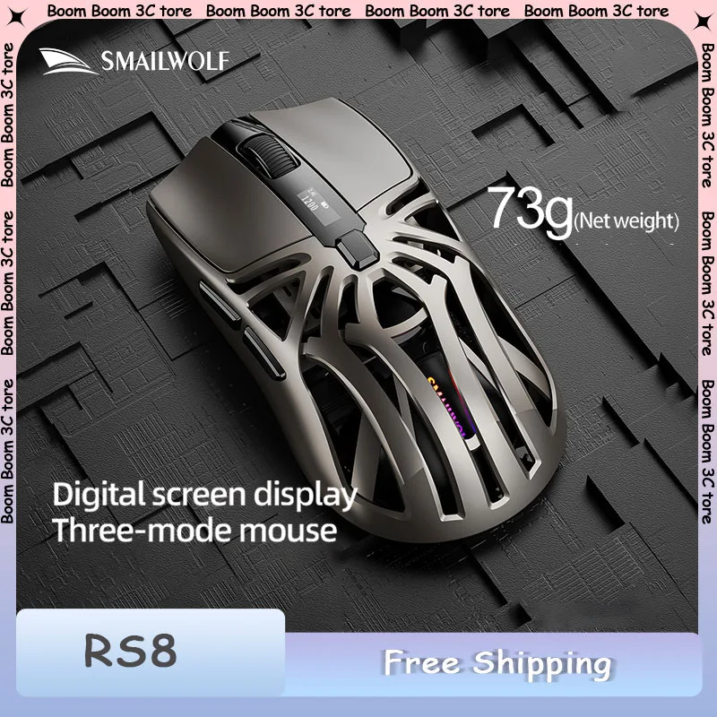 

SMAILWOLF RS8 игровая мышь трехрежимная беспроводная Bluetooth цифровой экран выносливость программируемая мышь для киберспорта подарки для геймеров