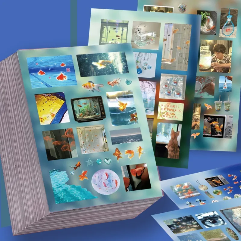 

8 Sheets/set Retro Japanese Fish Stickers Cute Cartoon Doodle Decals for Journaling Aesthetic Scrapbooking Phone Case Sticker