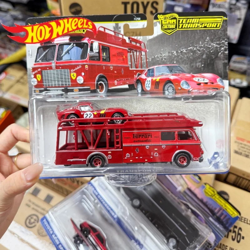 핫휠 프리미엄 1:64 스케일 카 컬쳐 팀 트랜스포트 토이 세트 (페라리, 토요타, 플리머스 혼합 차량 모델 장난감 선물)