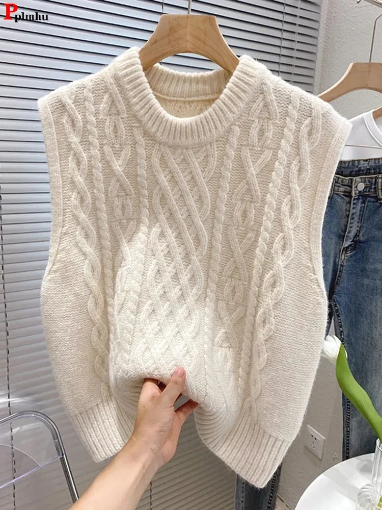 Spring Fall Knit Vest Soft O-neck Pullovers Solid Color Sweater Colete Basic Woman Knitwears Top Korean Sleeveless Chaleco Mujer