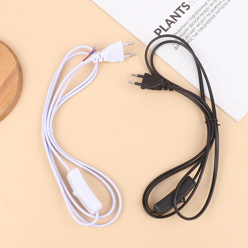 EU Plug LED Light Switch Cable Wire With On/Off Switch For Desk Lamp (6FT/1.8M) EU Plug Extension Connector Electric Cable