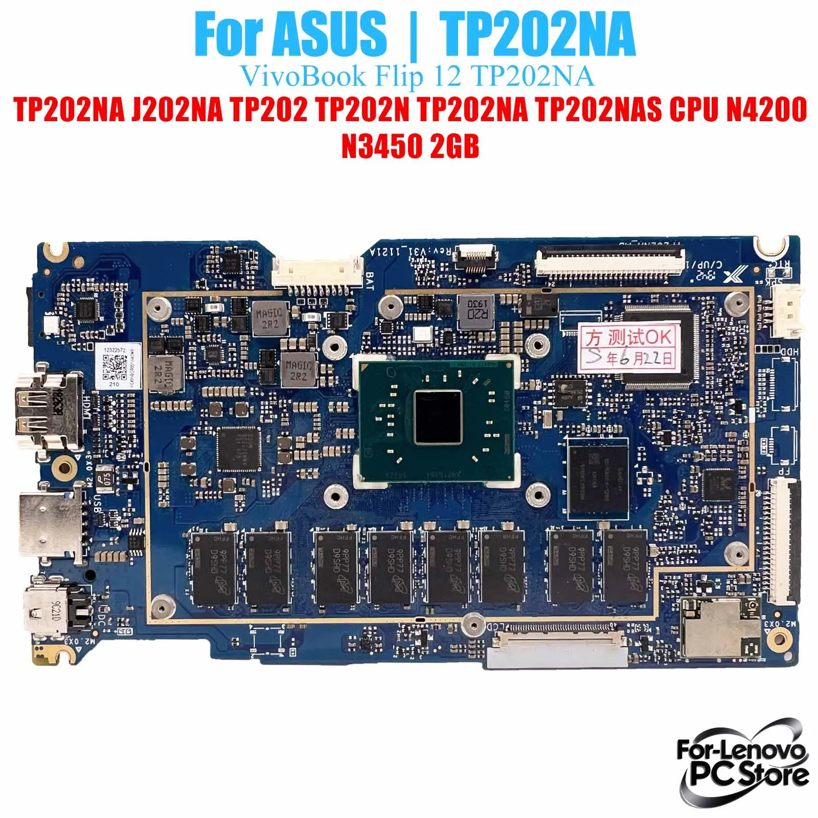 

TP202NA для ASUS VivoBook Flip TP202NA J202NA TP202 TP202N TP202NAS ​ Материнская плата TP202NA Материнская плата ноутбука