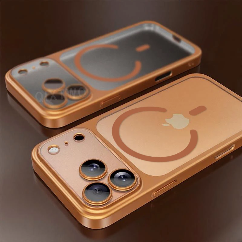 

Роскошный матовый прозрачный магнитный чехол для телефона с беспроводной зарядкой для iPhone 17 16 15 Pro Max 17, противоударный прозрачный чехол