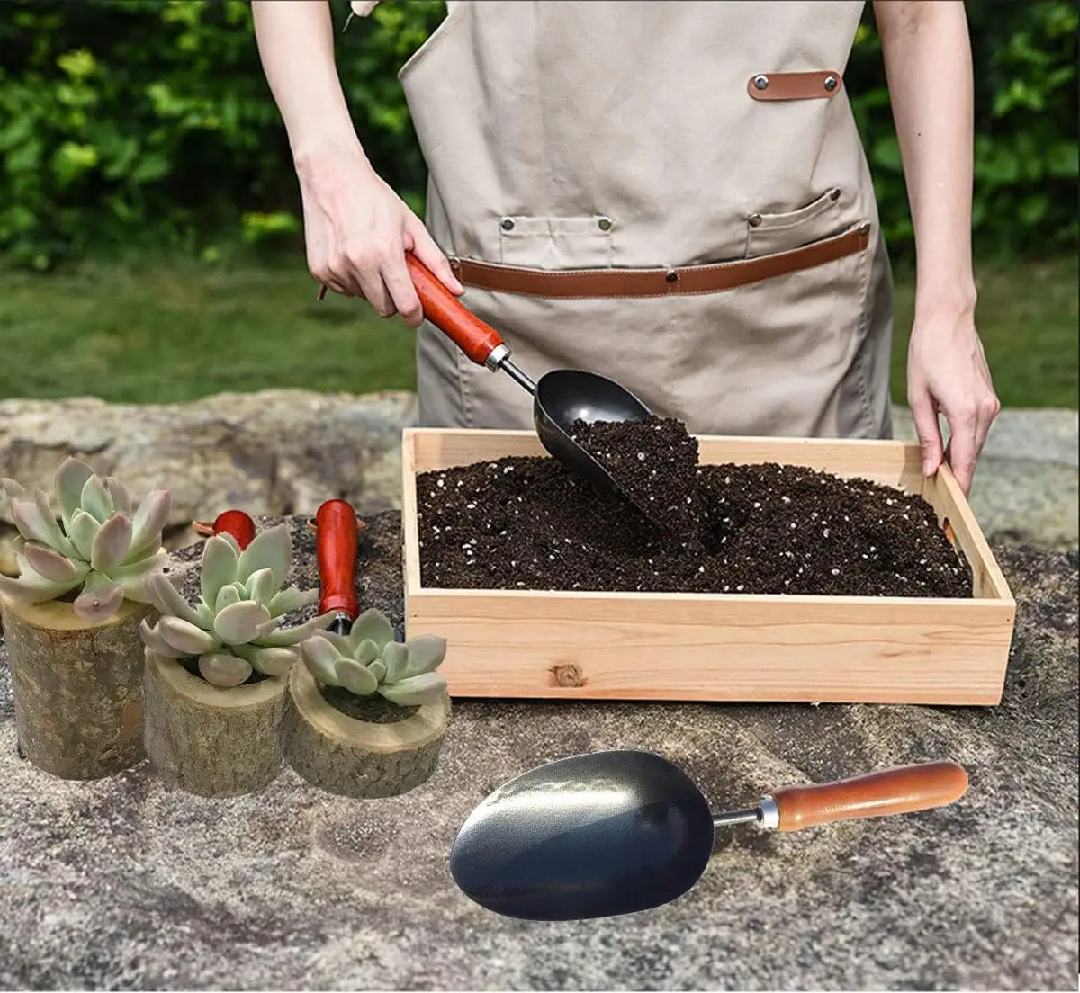 Garden Spade, Garden Scoop Soil Shovel Spoons, Hand Gardening Scoop,Stainless Steel Hand Trowel for \u2013Soil, Compost Moving, 