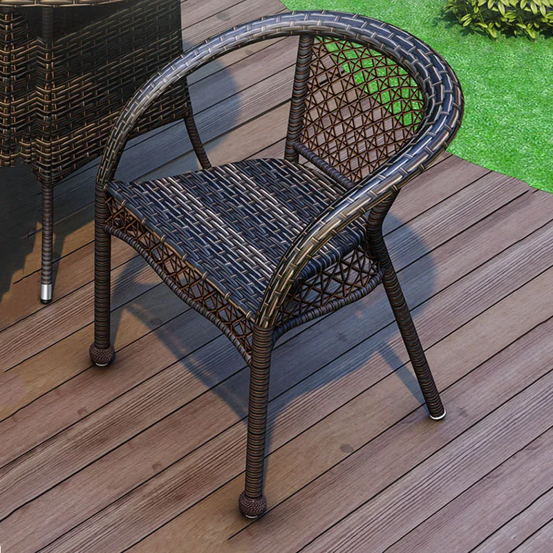 Silla tejida nórdica de plástico para exteriores, muebles de jardín de diseño moderno con respaldo, sillón, taburetes de ocio para el hogar