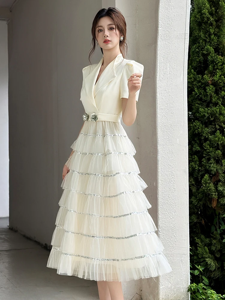 Robe de soirée élégante pour femmes, vêtements à la mode, maille transparente, paillettes, balançoire, robe de bal, mignonne, robes de fête de Banquet