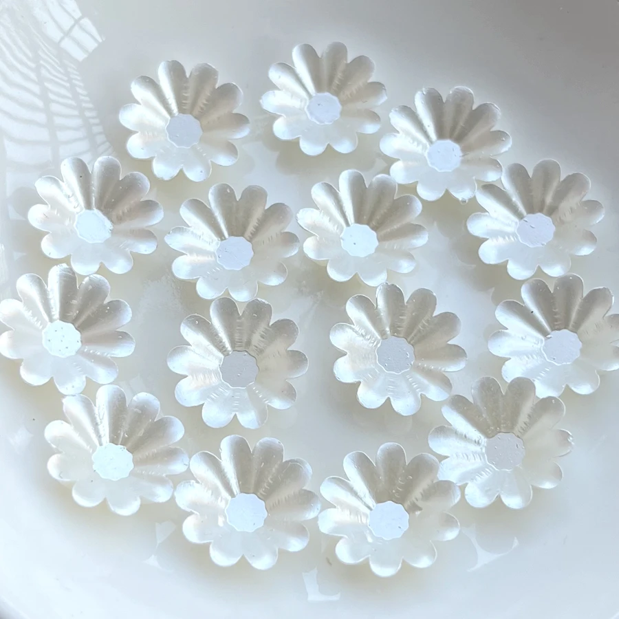 20pcs/lot17mm acrylic spacer pearl white flower holder for jewelry making discovery accessories DIY decorative pieces