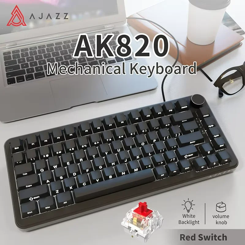 AJAZZ AK820 clavier mécanique de jeu filaire rétro-éclairage rvb commutateurs remplaçables à chaud, disposition compacte 70%, Compatible PC/Mac