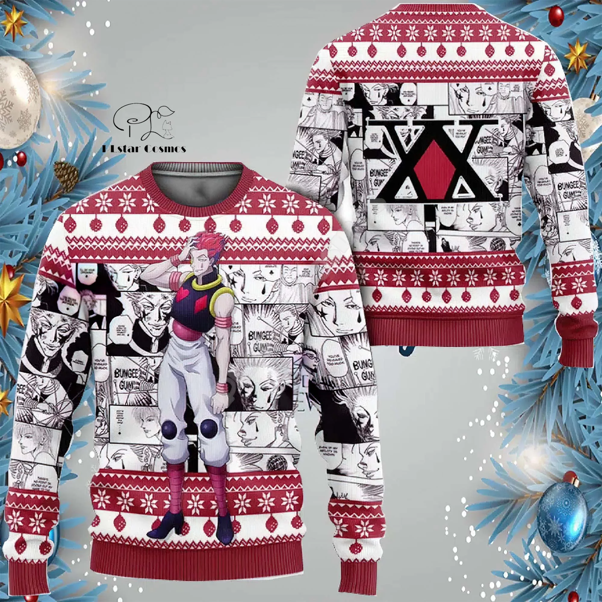 Christmas Santa Claus Cartoon Anime Graffiti Retro Winter Ugly Sweater 3DPrint Harajuku Pullover Casual Funny Long Sleeves X10