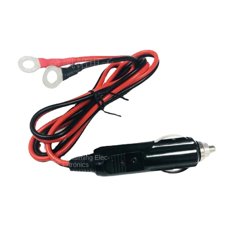 

High-Power 1.5mm² 12V Car Inverter Power Cord with Cigarette Lighter Plug and 6.3mm Copper Terminal 1m