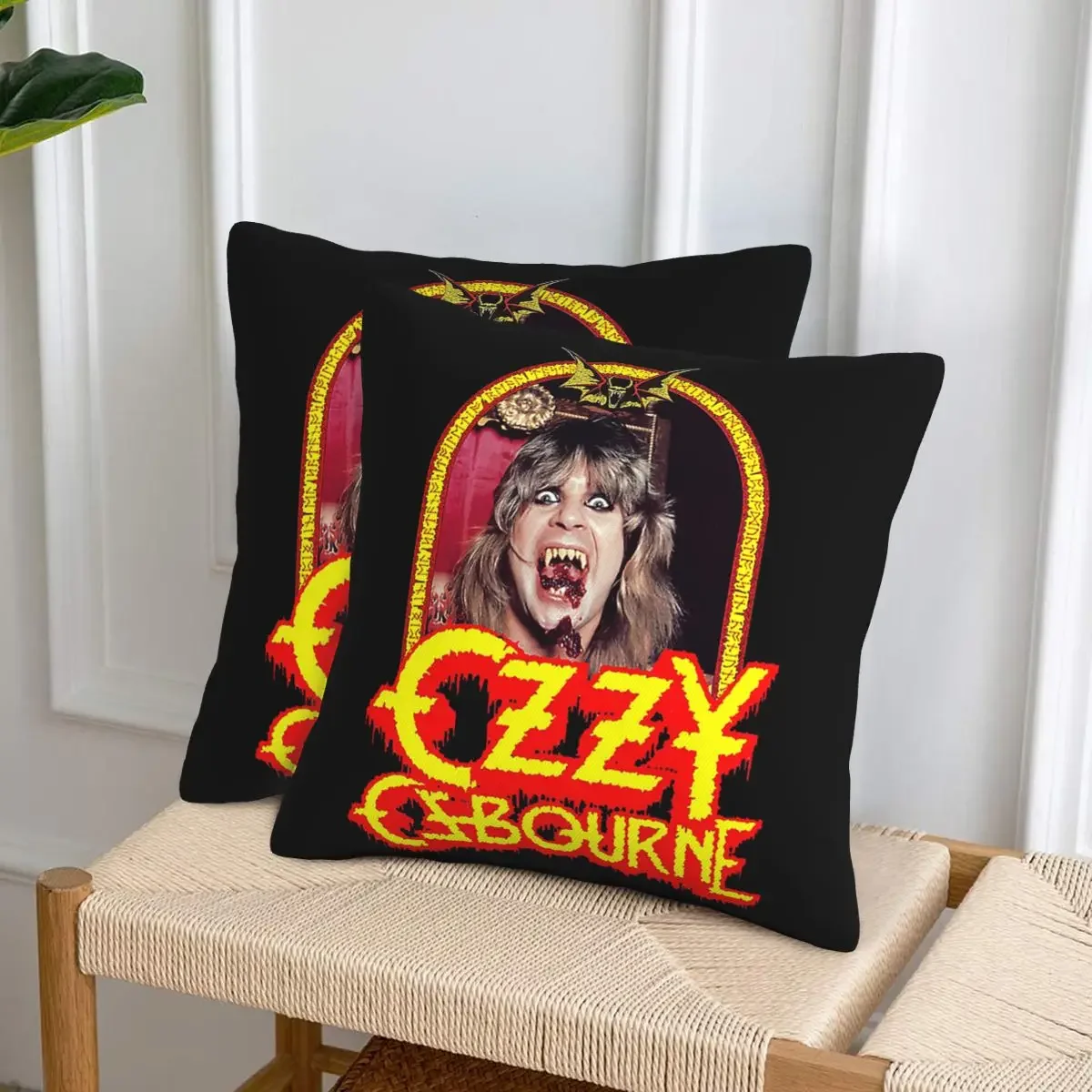Ozzy Osbourne Merch Prince Of Darkness 2 قطعة غطاء وسادة مربع غطاء وسادة مريح رمي وسادة لغرفة المعيشة المنزلية