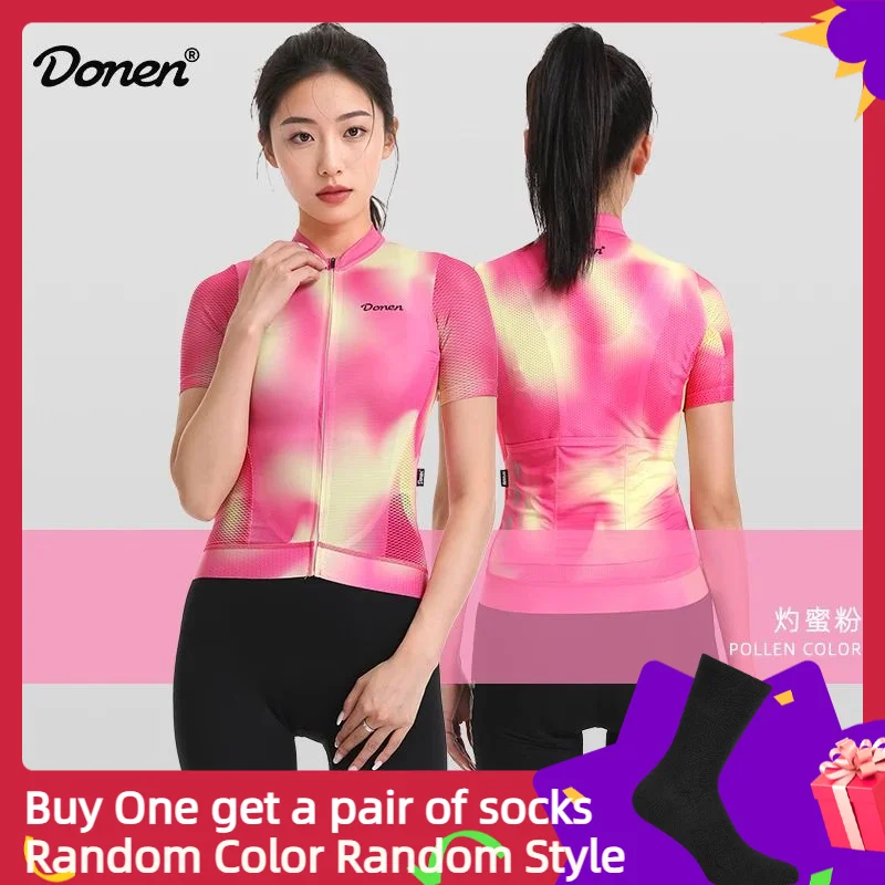 

Donen Women's Summer Bicycle Sweatshirt MTB ClothesCycling Short Sleeve Anti Static Road Bike Cycling Jersey Breathable Riding