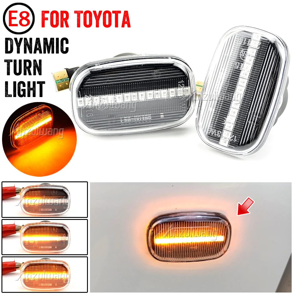 For Toyota Corolla Celica Caldina Camry Hilux Probox Fielder Avensis RAV4 Prius Runx Led Dynamic Side Marker Turn Signal Lights