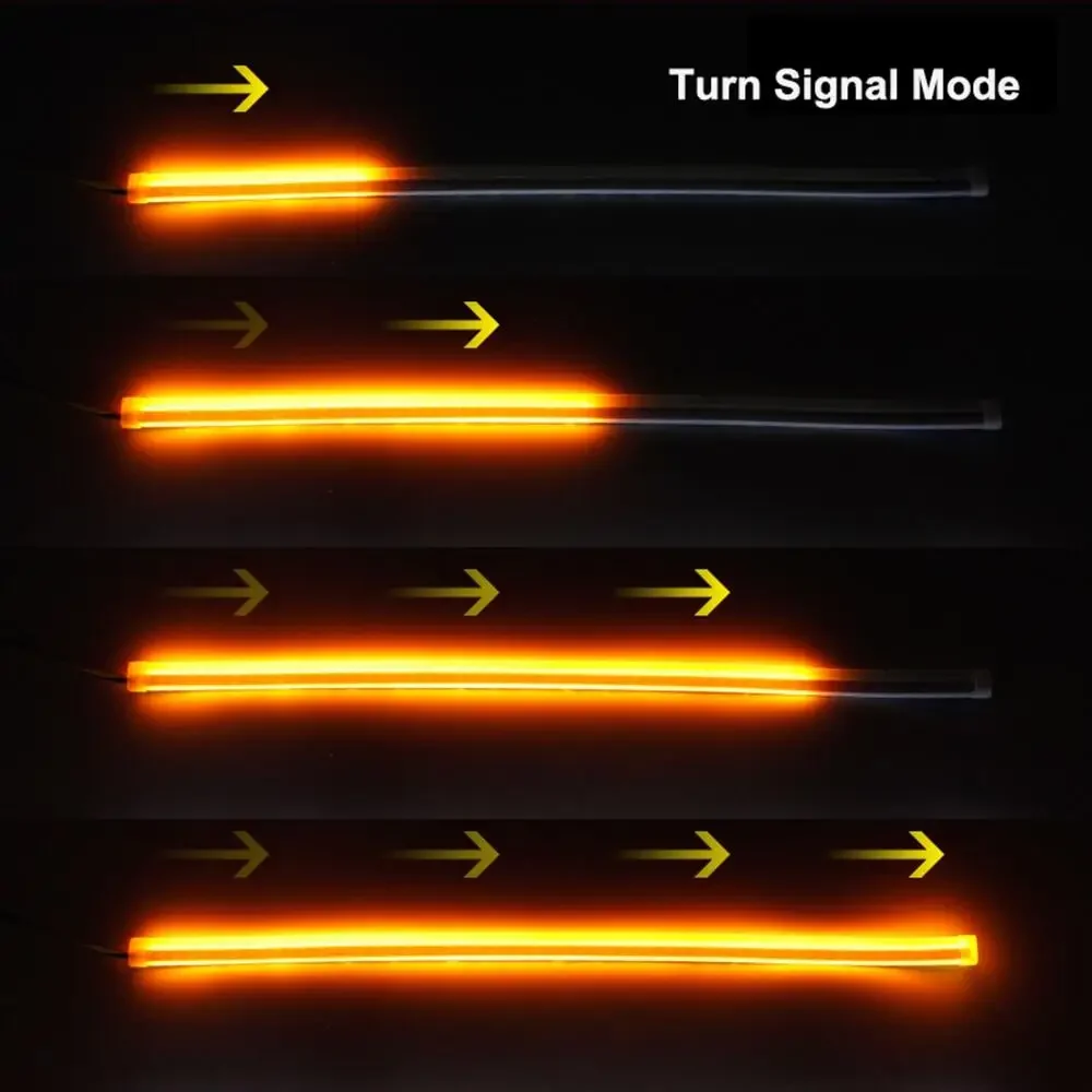 1pair Daytime Running Lights for Car Headlight Flexible Led Strip DRL LED Strip Turn Signal White Yellow Sequential LED