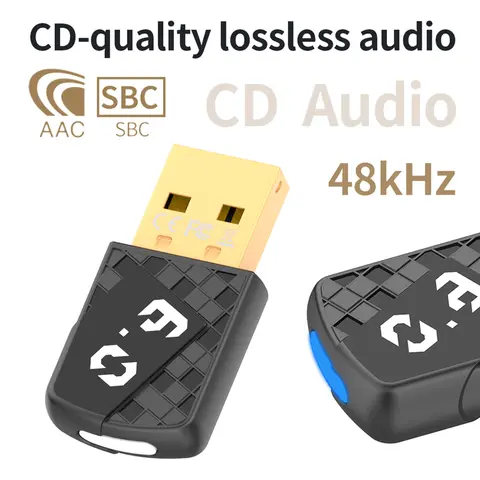 USB Bluetooth 6.0 Dongle Bluetooth Receiver Transmitter for PC Speaker Wireless Mouse Keyboard Music Audio Adapter For Win11/10