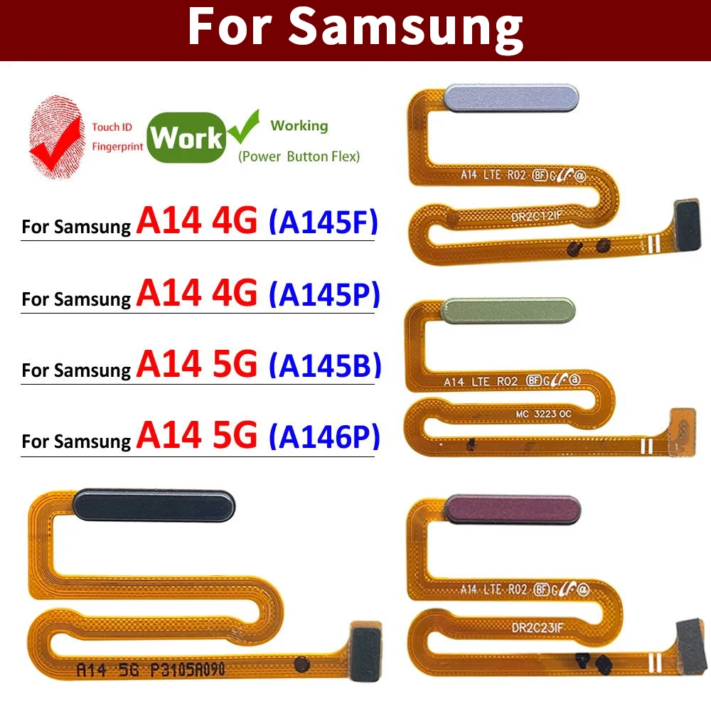 

New For Samsung A14 4G A145F A145P / A14 5G A146B A146P Home Button Fingerprint Touch ID Sensor Flex Cable