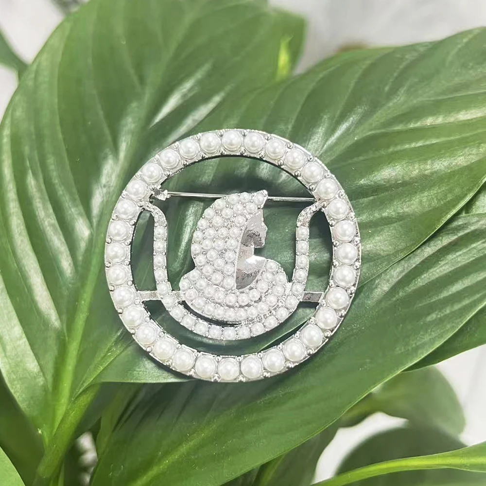 All-Pearl Greek Organization Sorority DOI Round Openwork Brooch
