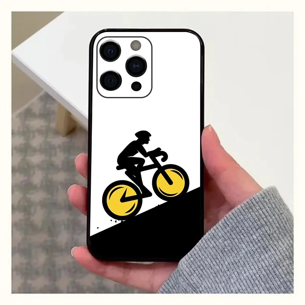 Road Bike Cyclist Cycling Phone Case For Apple iPhone 15,14,13,12,11,Pro,X,XS,Max,XR,Plus,Mini Soft Black Cover