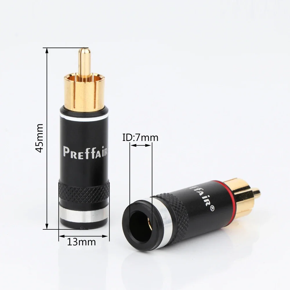 4 Buah Konektor RCA Tembaga Mewah Steker RCA Preffair Konektor Kawat Kabel Speaker Steker Solder Berlapis Emas untuk Kabel 6/8Mm