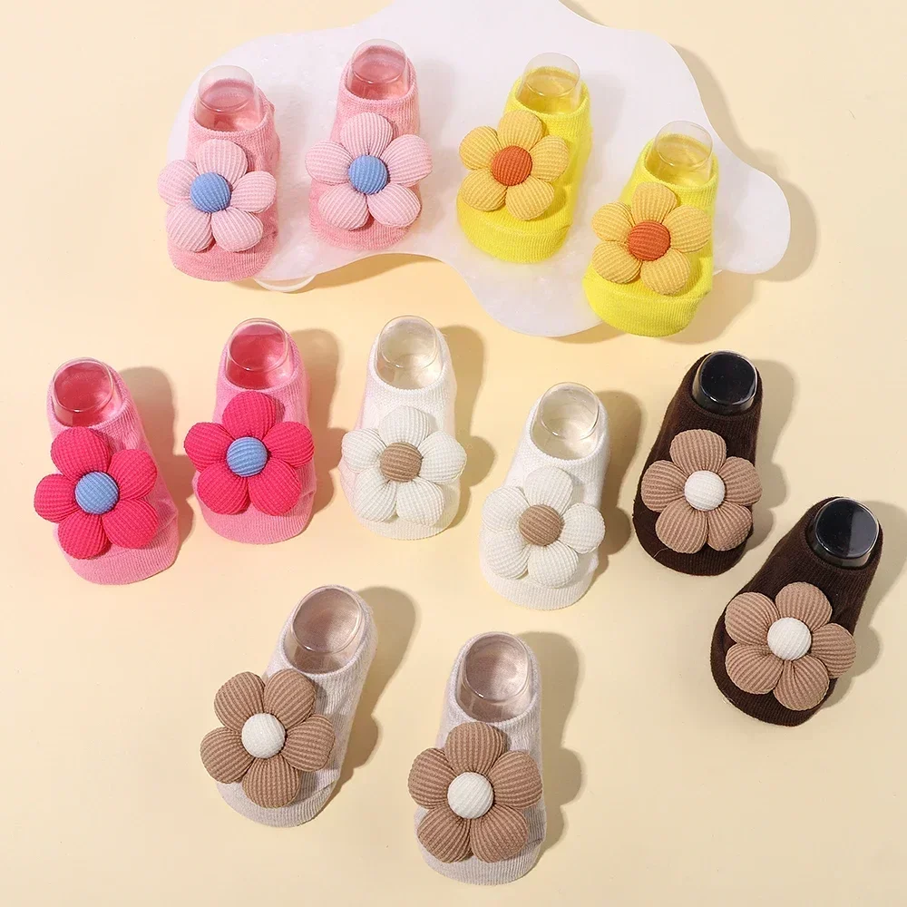 Pretty Newborn Baby Girls Socks Cute Flowers Toddler Princess Anti-skid Leather Soles Infant Soft Elastic Floral Sock Gifts