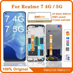 Oryginalny wyświetlacz dla Realme 7 4G 5G RMX2155 RMX2151 RMX2111 LCD Dipslay Digitizer z ekranem dotykowym do Realme7 LCD z ramką