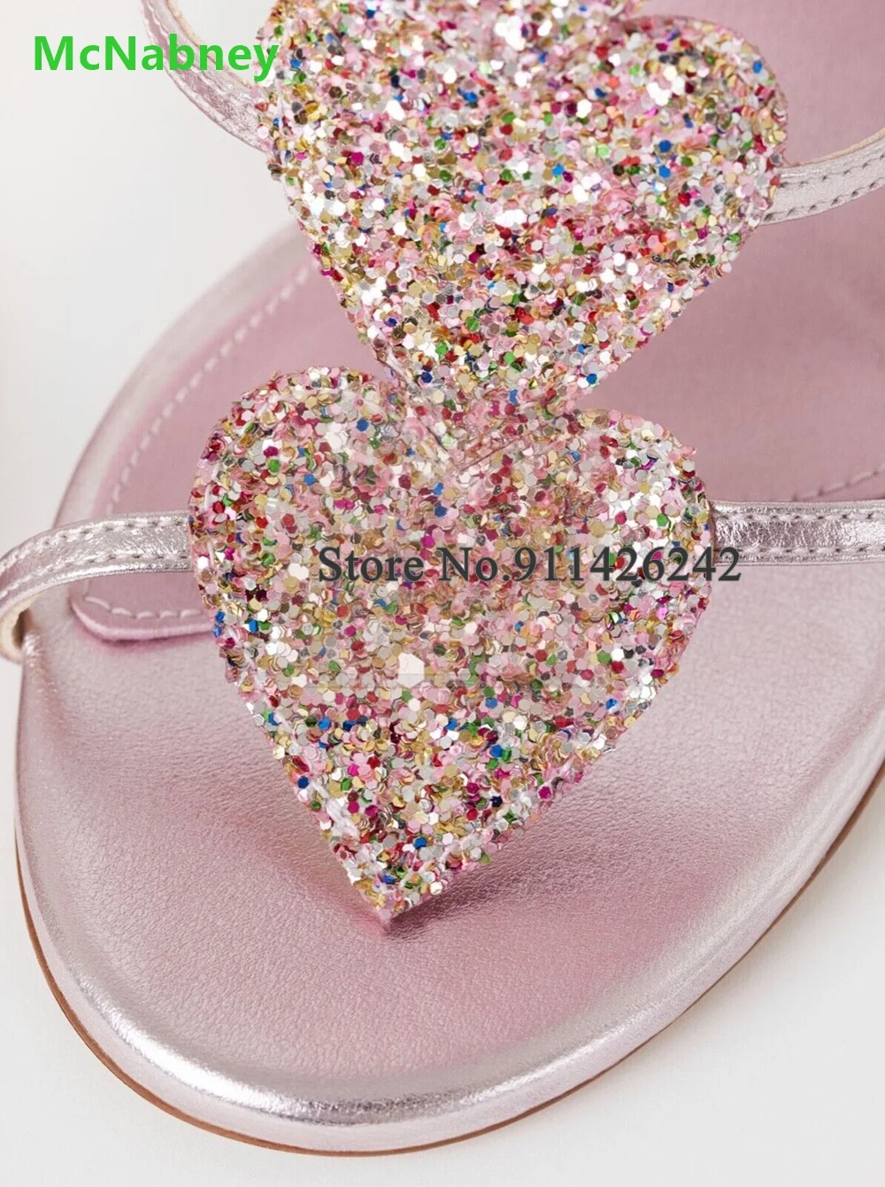 Pink Blingling Love Pattern Luxury Buckle Design Sandals For Female Women 2024 Round Toe Thin High Heel Slingback Fashion Shoes